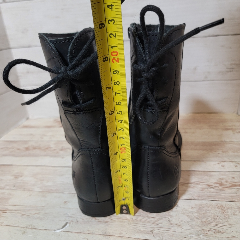 Born Mid Calf back lace black leather boots - Picture 6 of 13